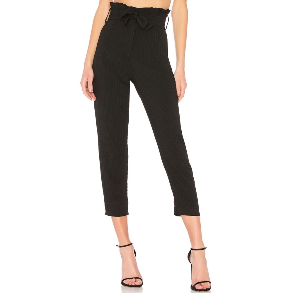 Lovers + Friends Irving Pants Black Paperbag Waist Crop